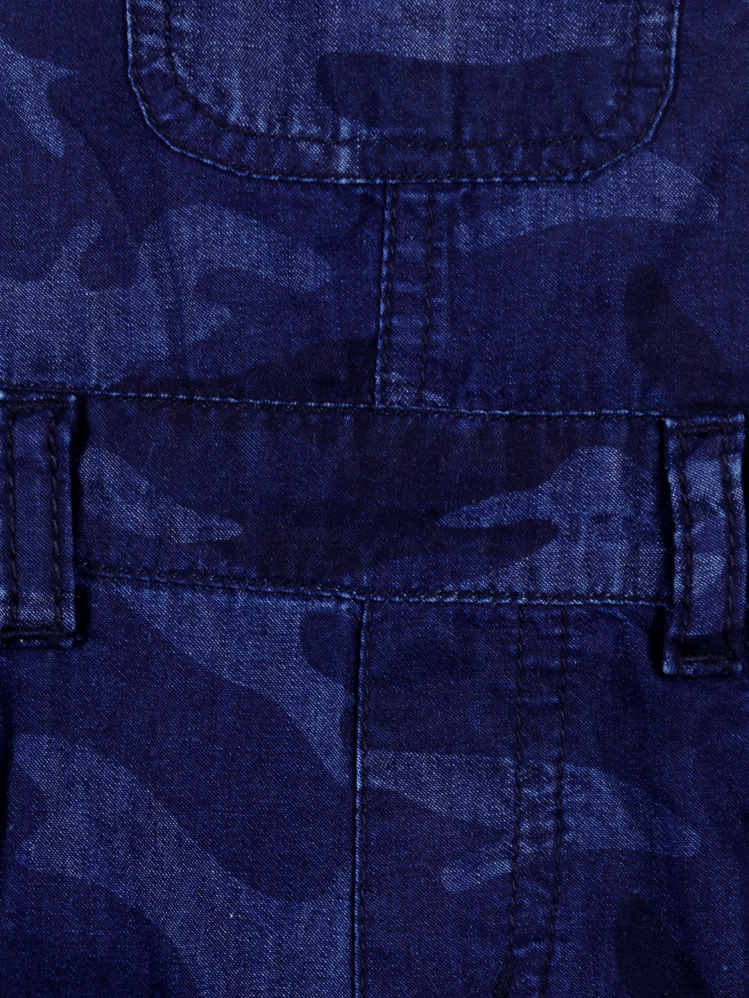 Baby Boys Navy Blue Solid Woven Dungree Set
