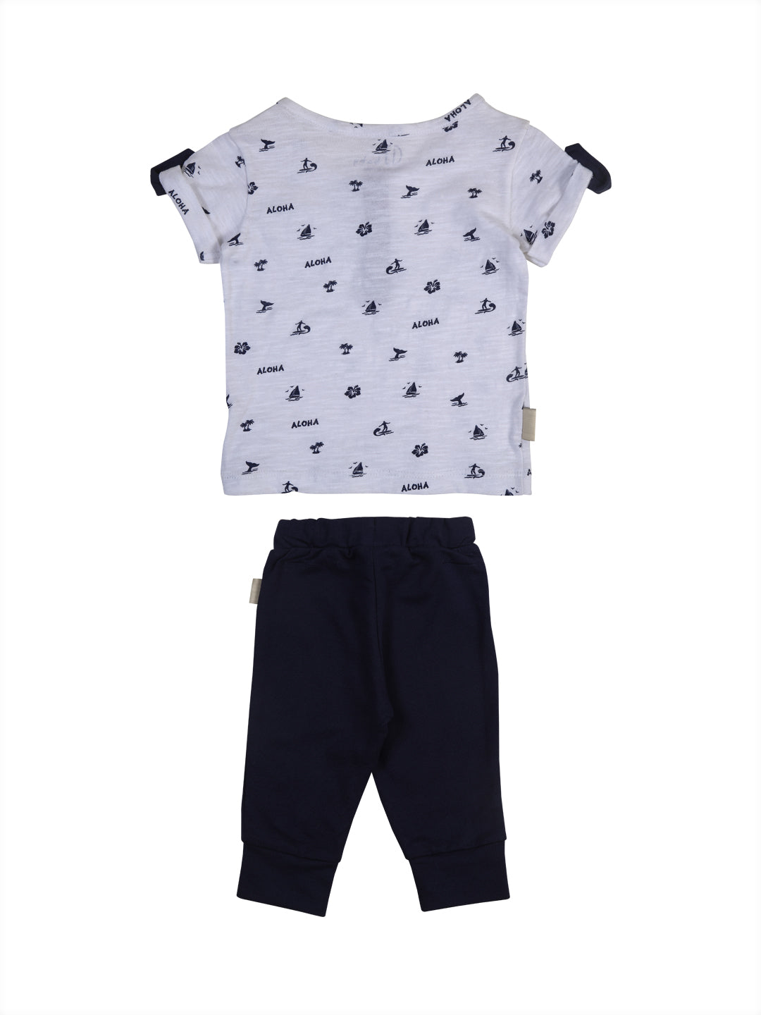 Baby Boys Navy Blue Printed Knits Co-Ordinate 2 Piece