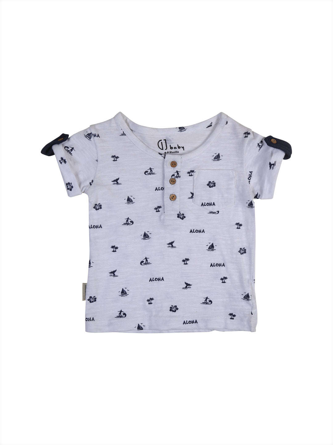 Baby Boys Navy Blue Printed Knits Co-Ordinate 2 Piece