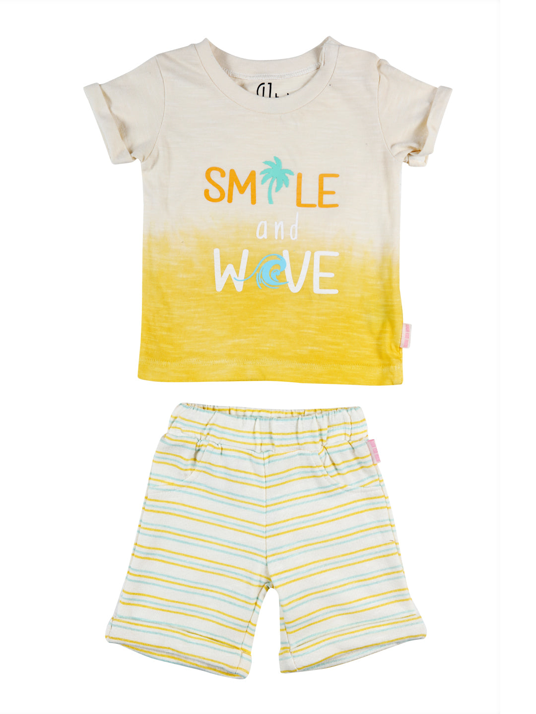 Baby Girls Off White Printed Knits Co-Ordinate 2 Piece
