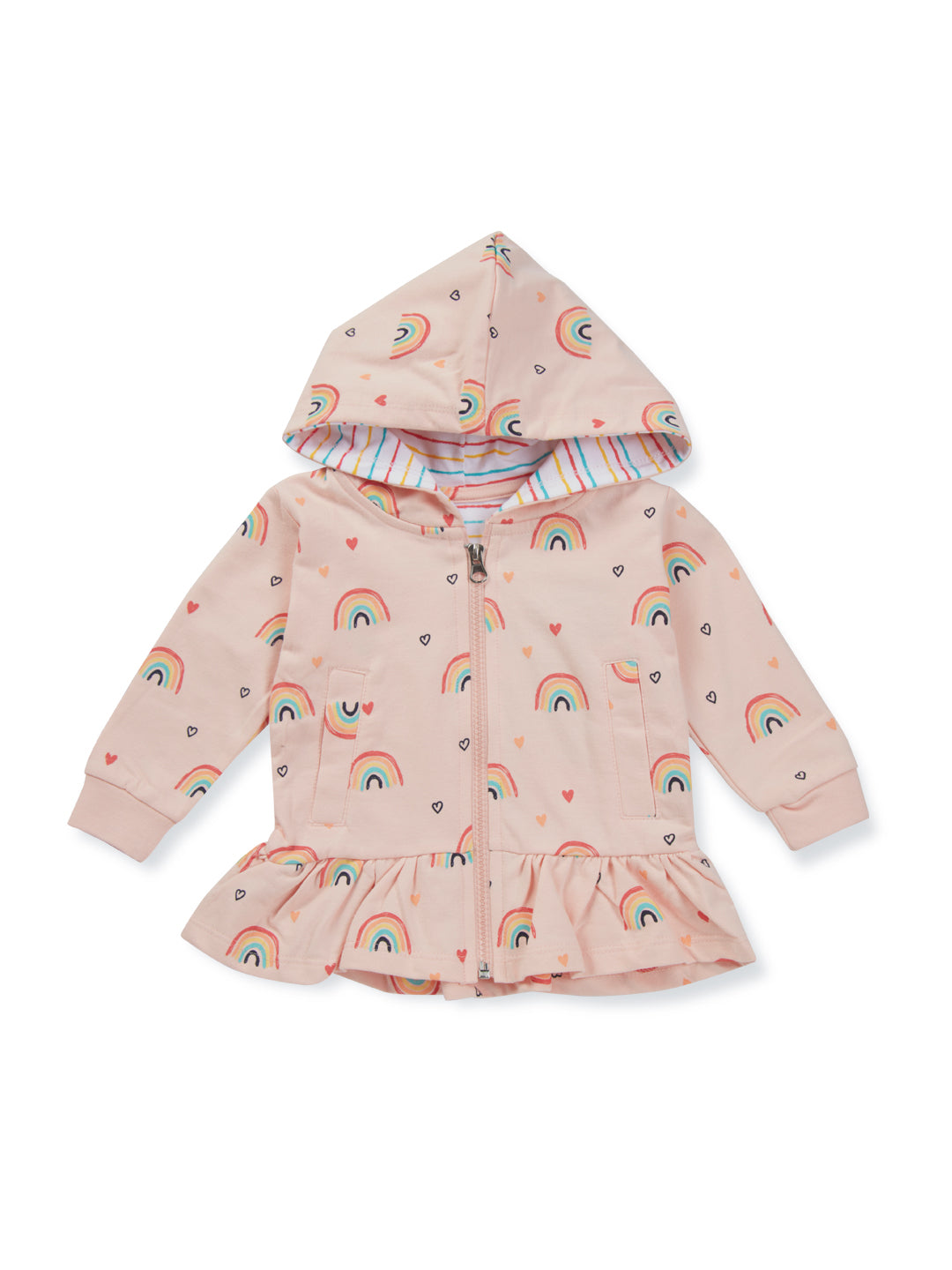 Baby Girls Peach Printed Cotton Co Ordinated