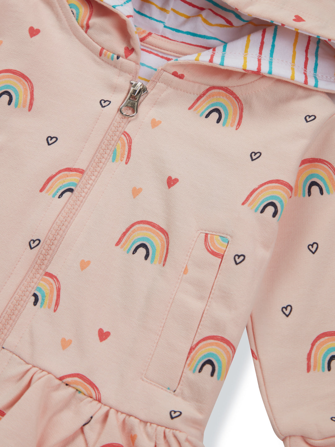 Baby Girls Peach Printed Cotton Co Ordinated