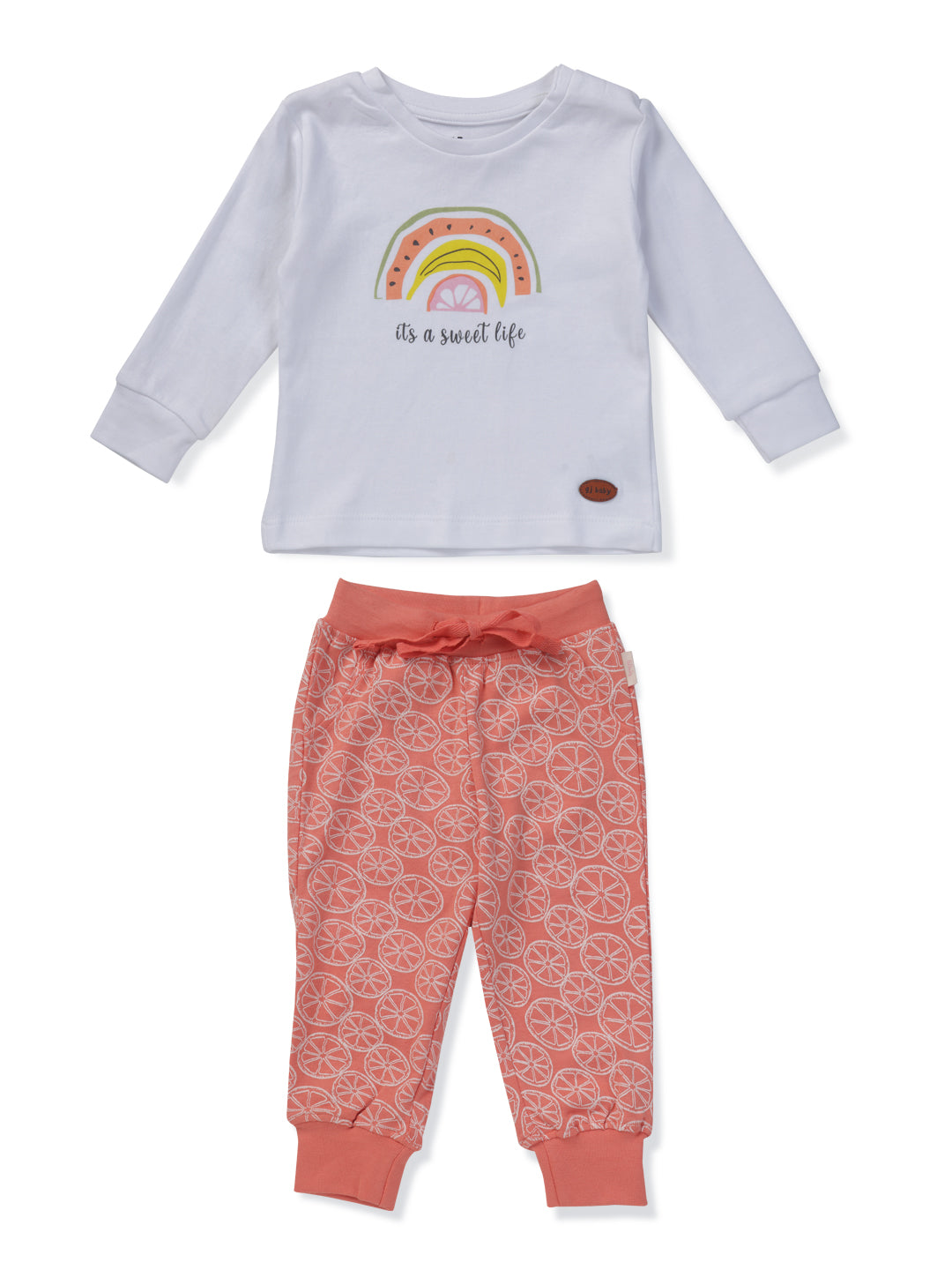 Baby Girls White Printed Cotton Co Ordinated