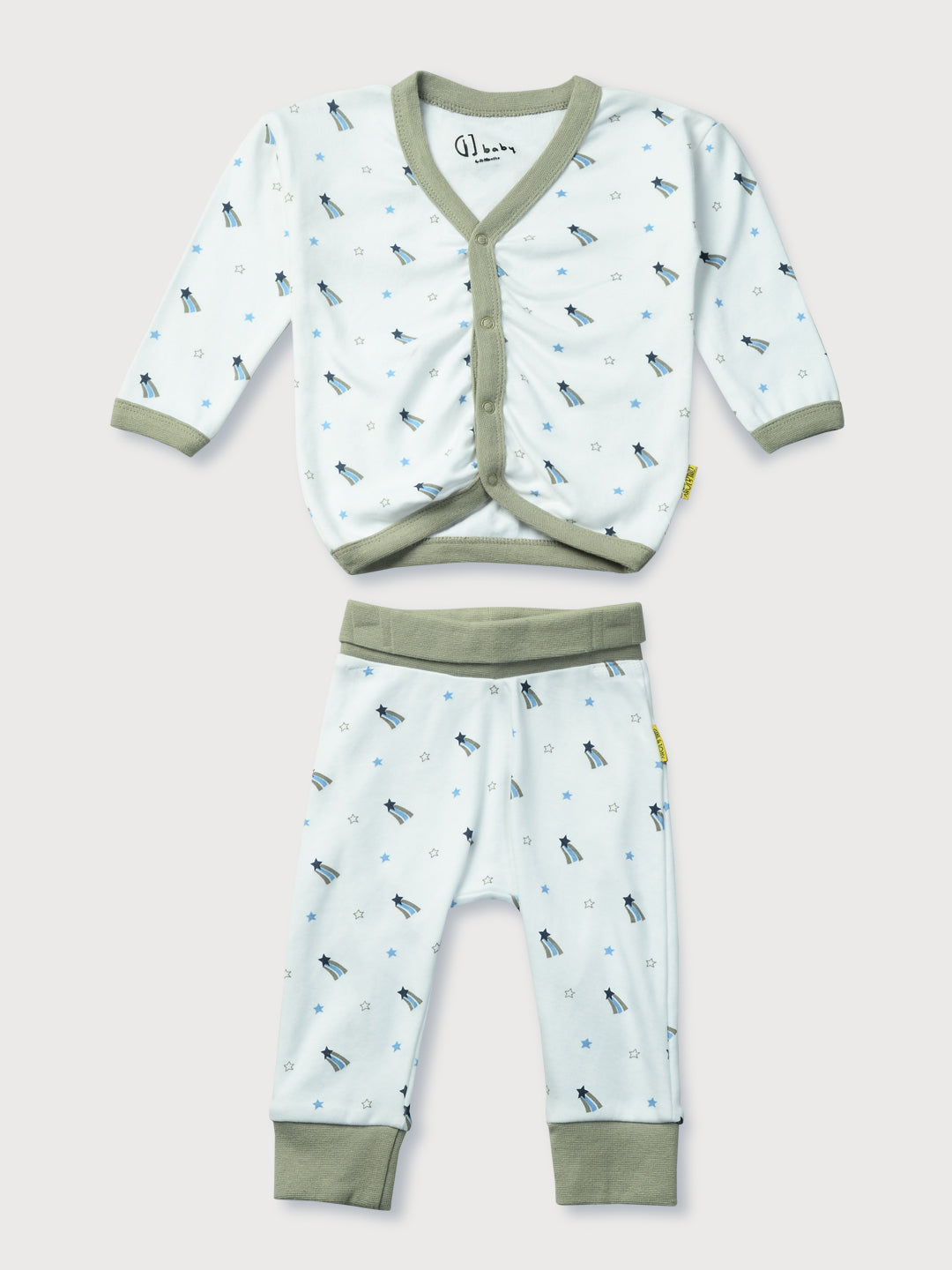 Baby Boys White Printed Cotton Co Ordinated