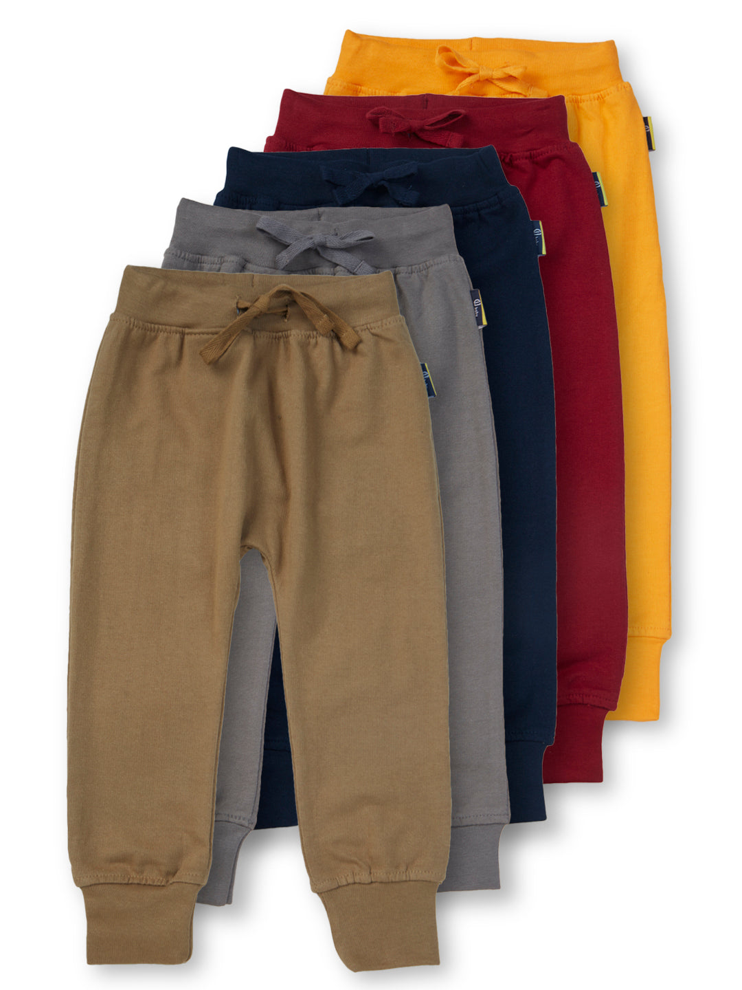 Baby Boys Multicolor Solid Cotton Track Pant Pack Of 5