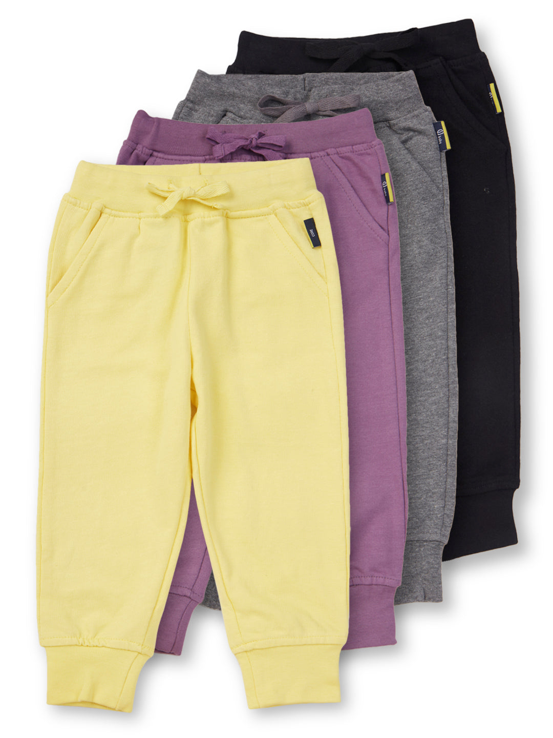 Baby Boys Multicolor Solid Cotton Track Pant Pack Of 4
