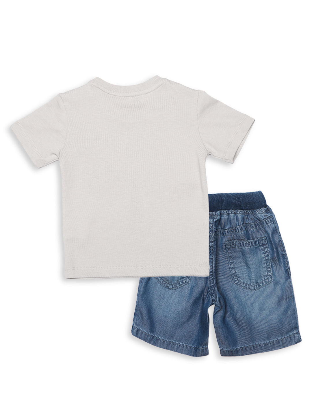 Baby Boys Grey and Blue Cotton Solid Cordinate