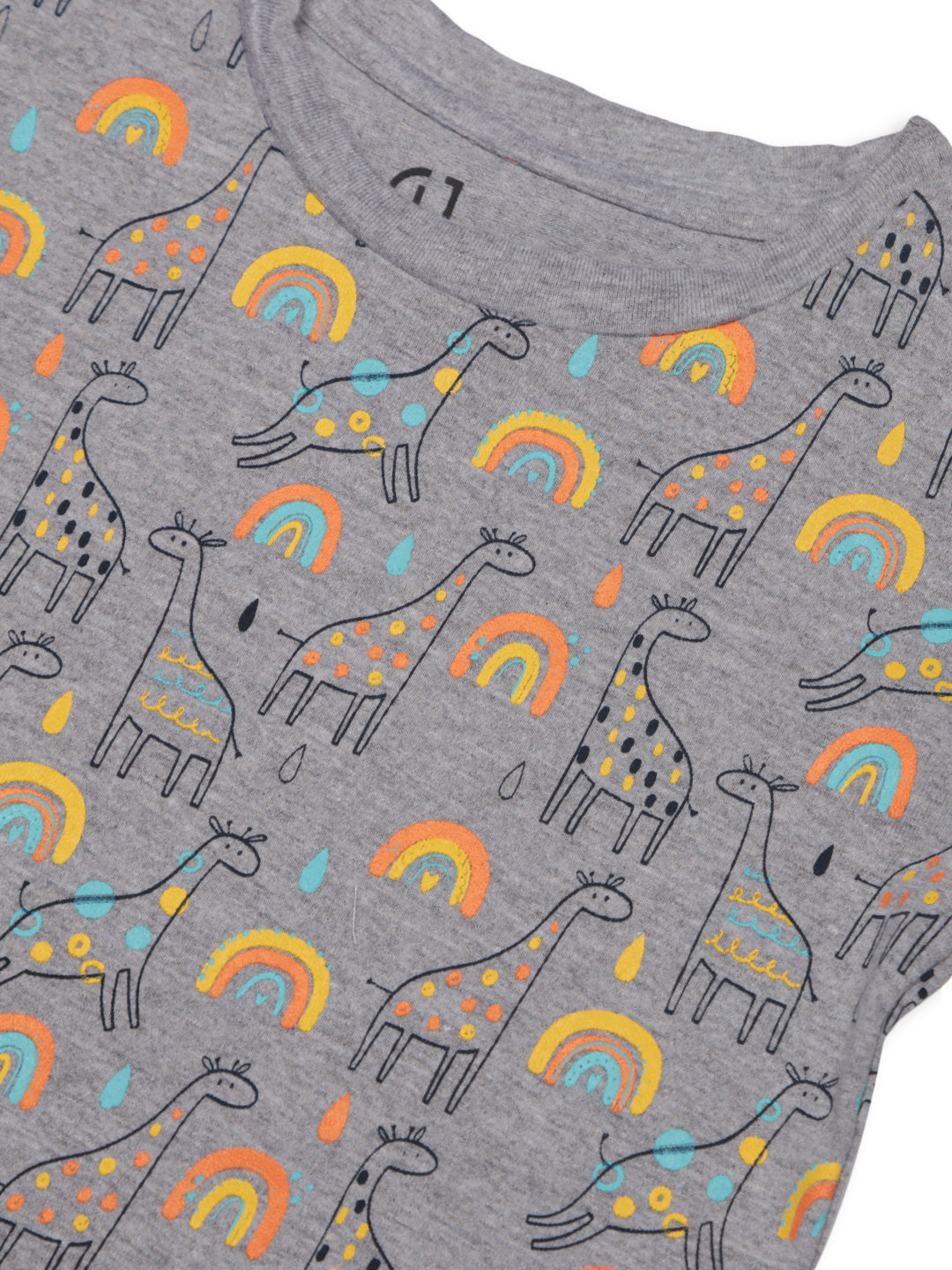 Baby Boys Grey Cotton Printed Cordinate