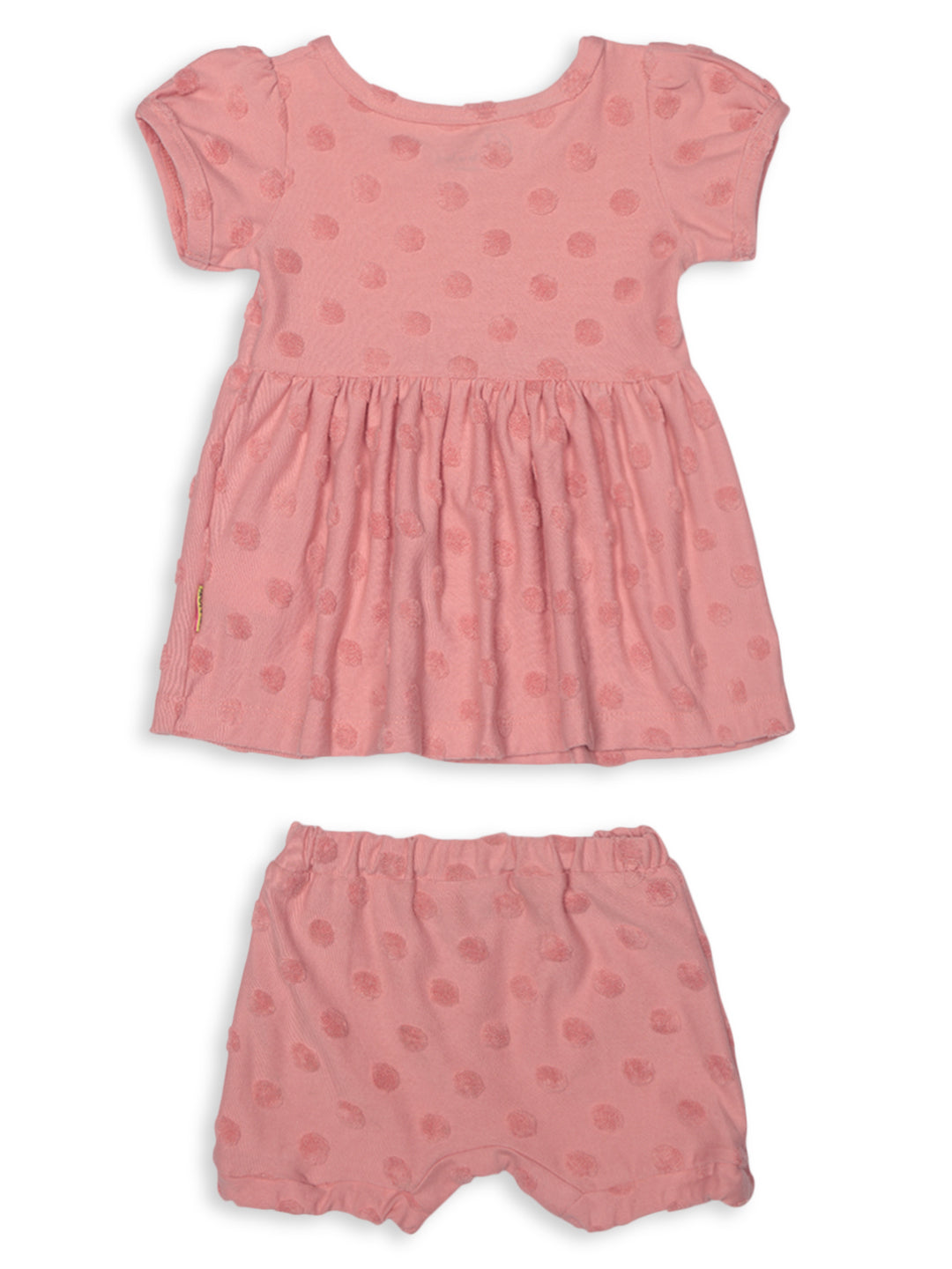 Baby Girls Pink Cotton Solid Dress