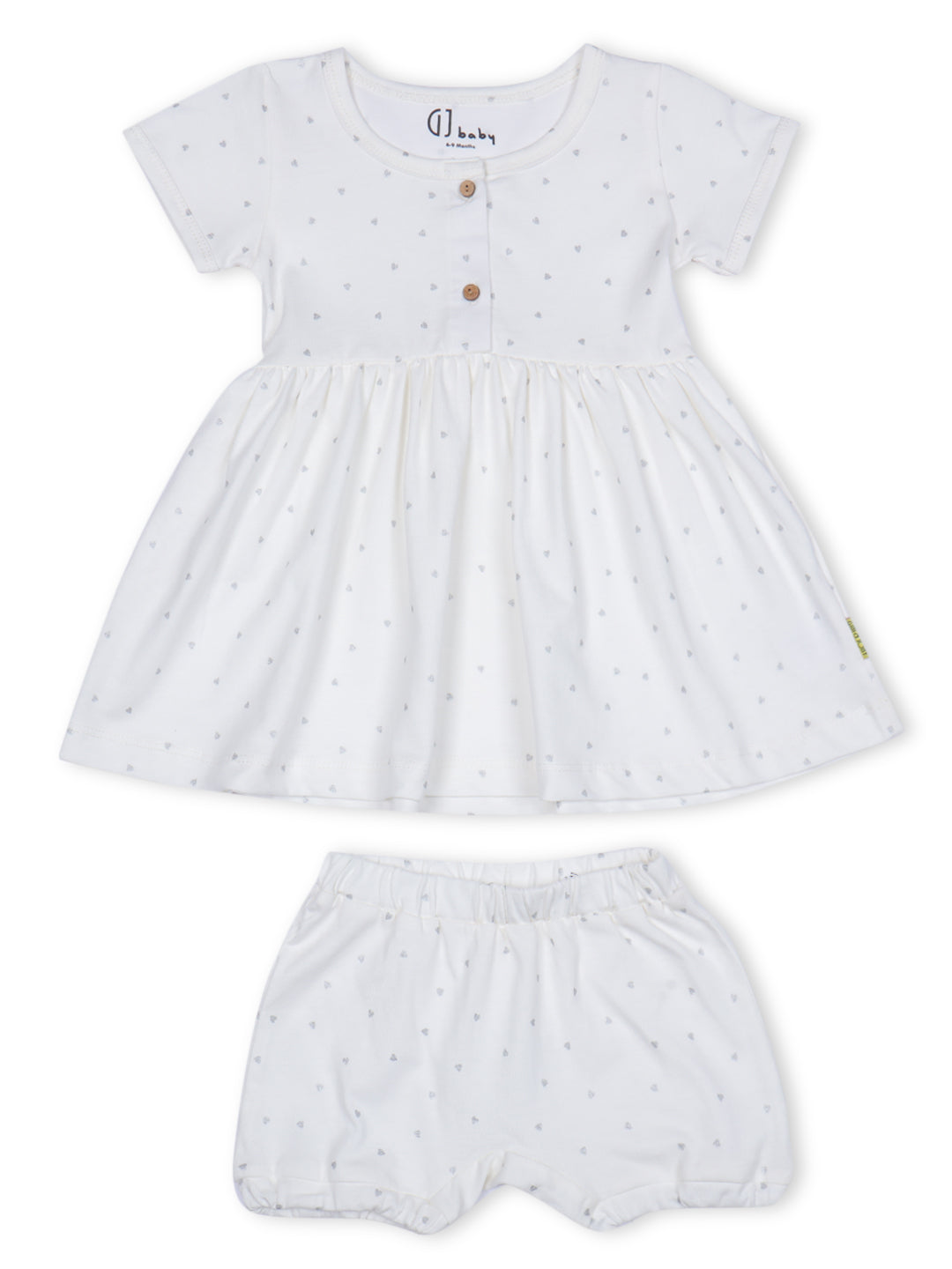 Baby Girls White Cotton Printed Dress
