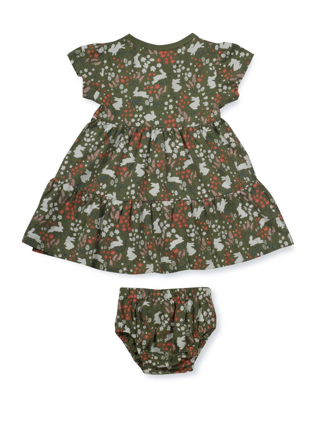 Baby Girls Olive Cotton Printed Dress