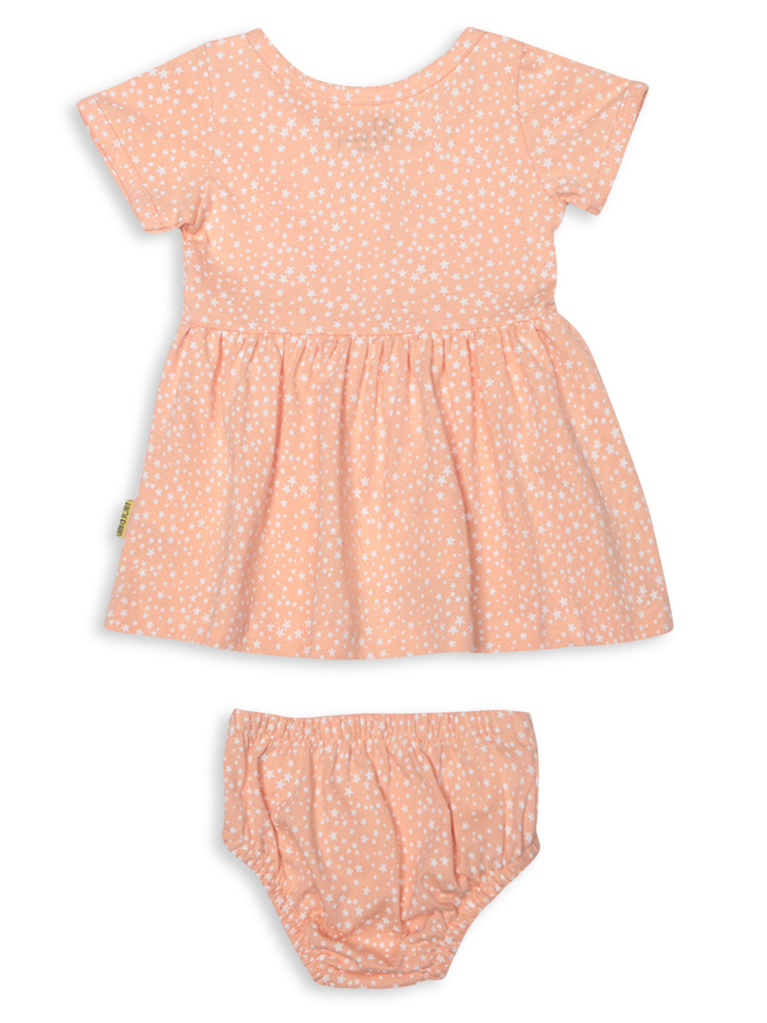 Baby Girls Peach Cotton Printed Dress