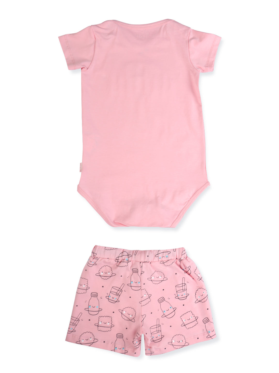 Baby Girls Pink Cotton Printed Cordinate