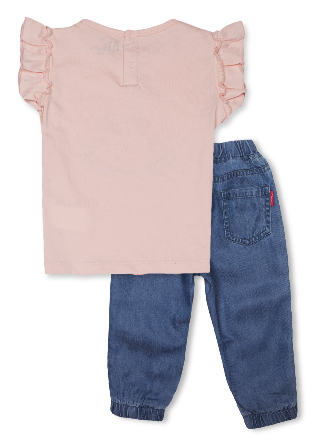 Baby Girls Pink Cotton Solid Cordinate