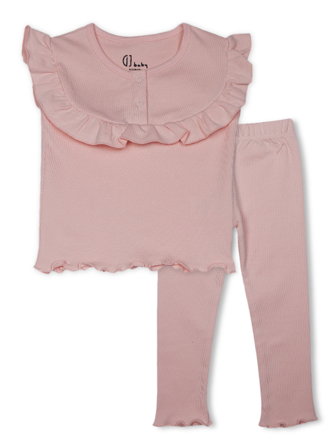 Gj Baby Girls Pink Solid Cotton Cordinate Half Sleeves
