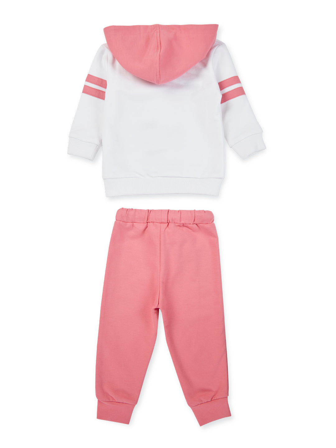 Baby Boys Set of  pink and white round neck knitted cotton t-shirt and pajamas.