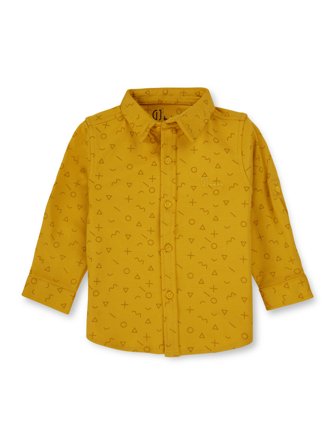 Boys Yellow Printed Cotton Shirt