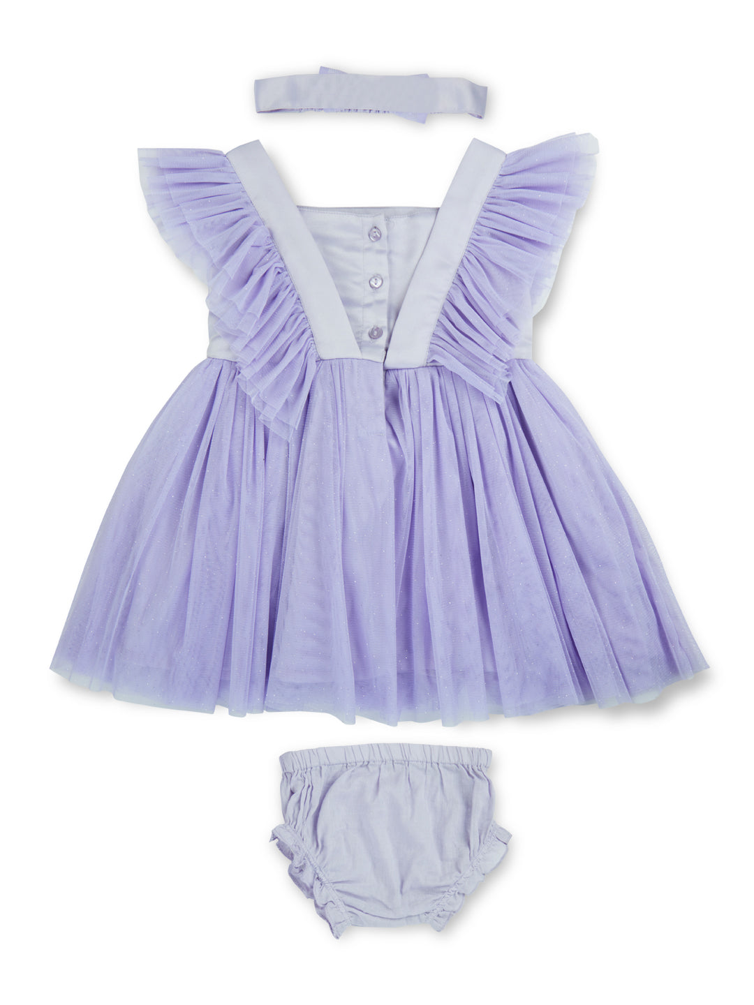 Girls Lavender Solid Silk Half Sleeves Dress