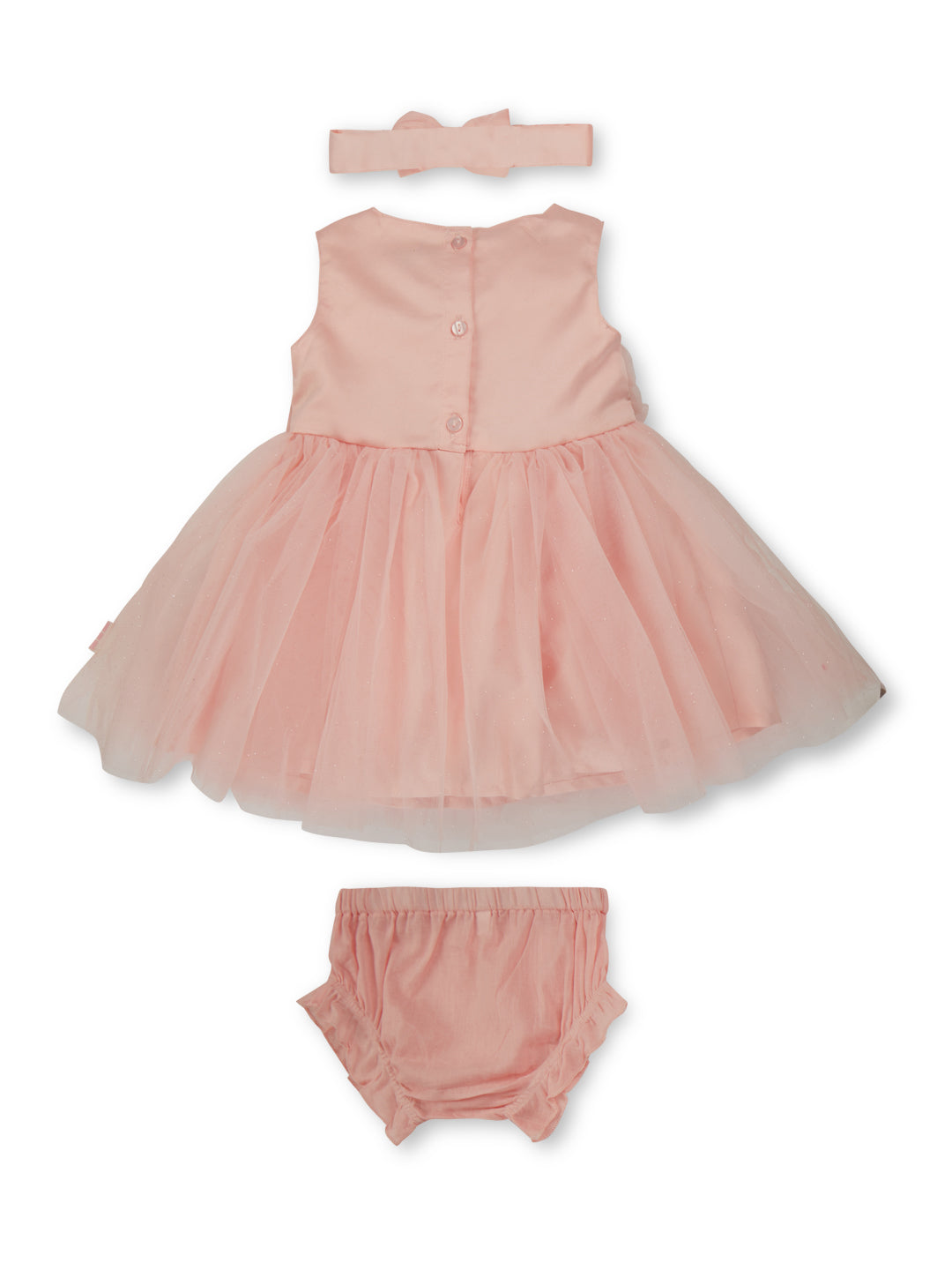 Girls Pink Solid Silk Dress