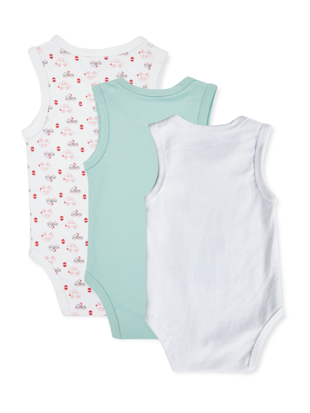 Baby boys Set of 3 light coloured knitted rompers