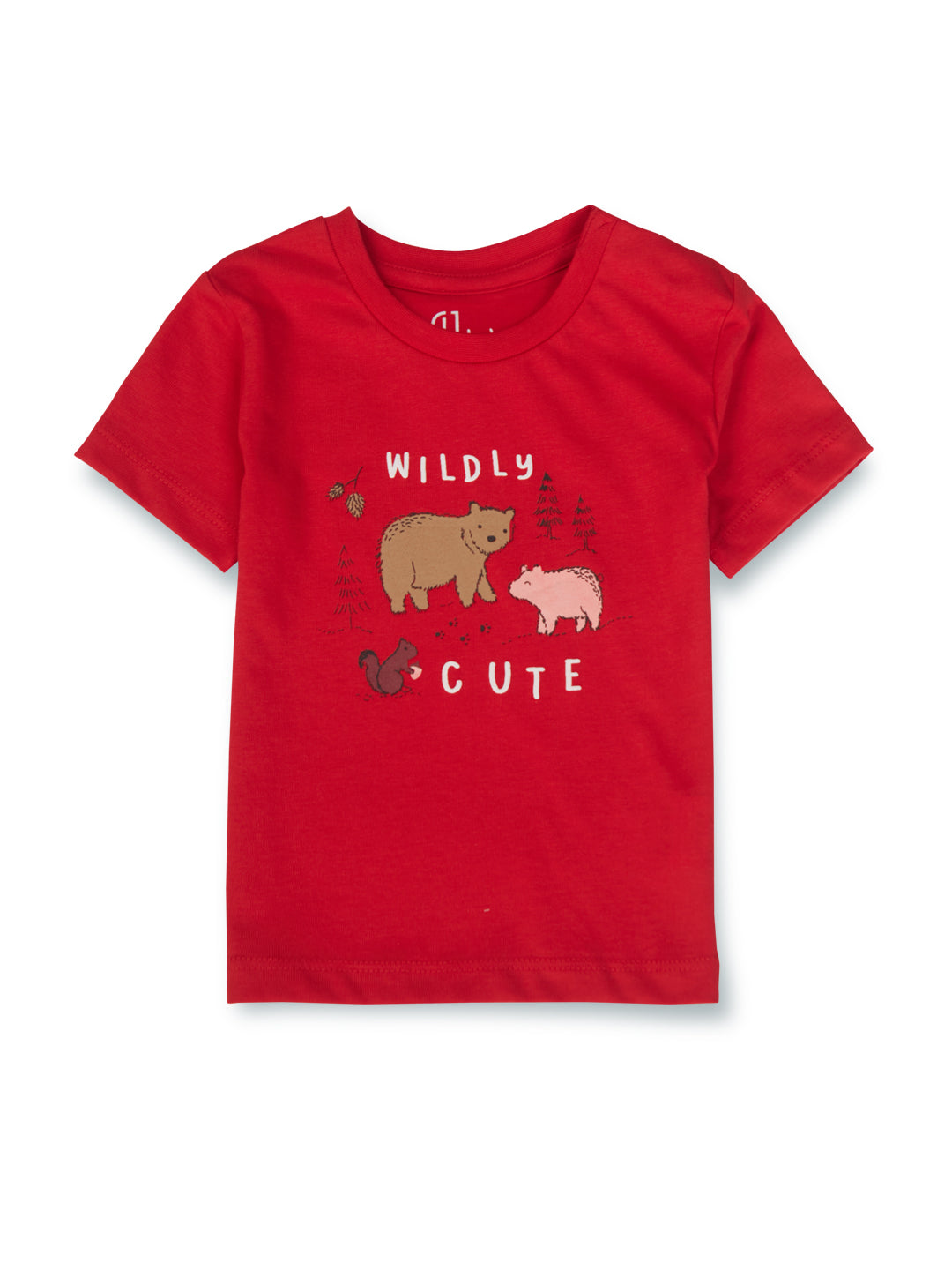 Baby Boys Red Round Neck Knitted Cotton Printed T-Shirt