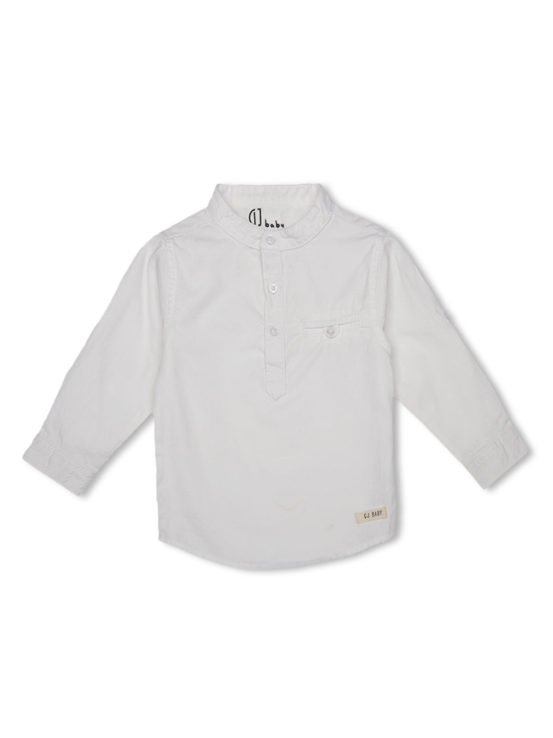 Baby Boys White Cotton Solid Shirt